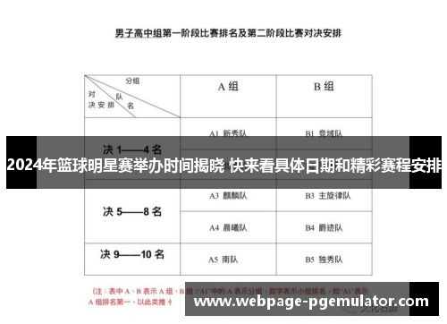 2024年篮球明星赛举办时间揭晓 快来看具体日期和精彩赛程安排