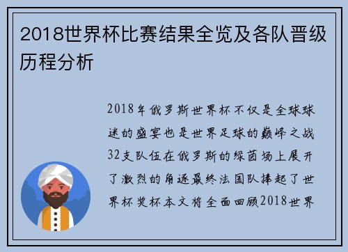 2018世界杯比赛结果全览及各队晋级历程分析